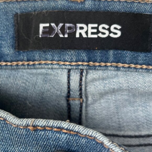 Express Distressed Mid Rise Jeans Womens 10R Stamped Floral - Picture 9 of 11